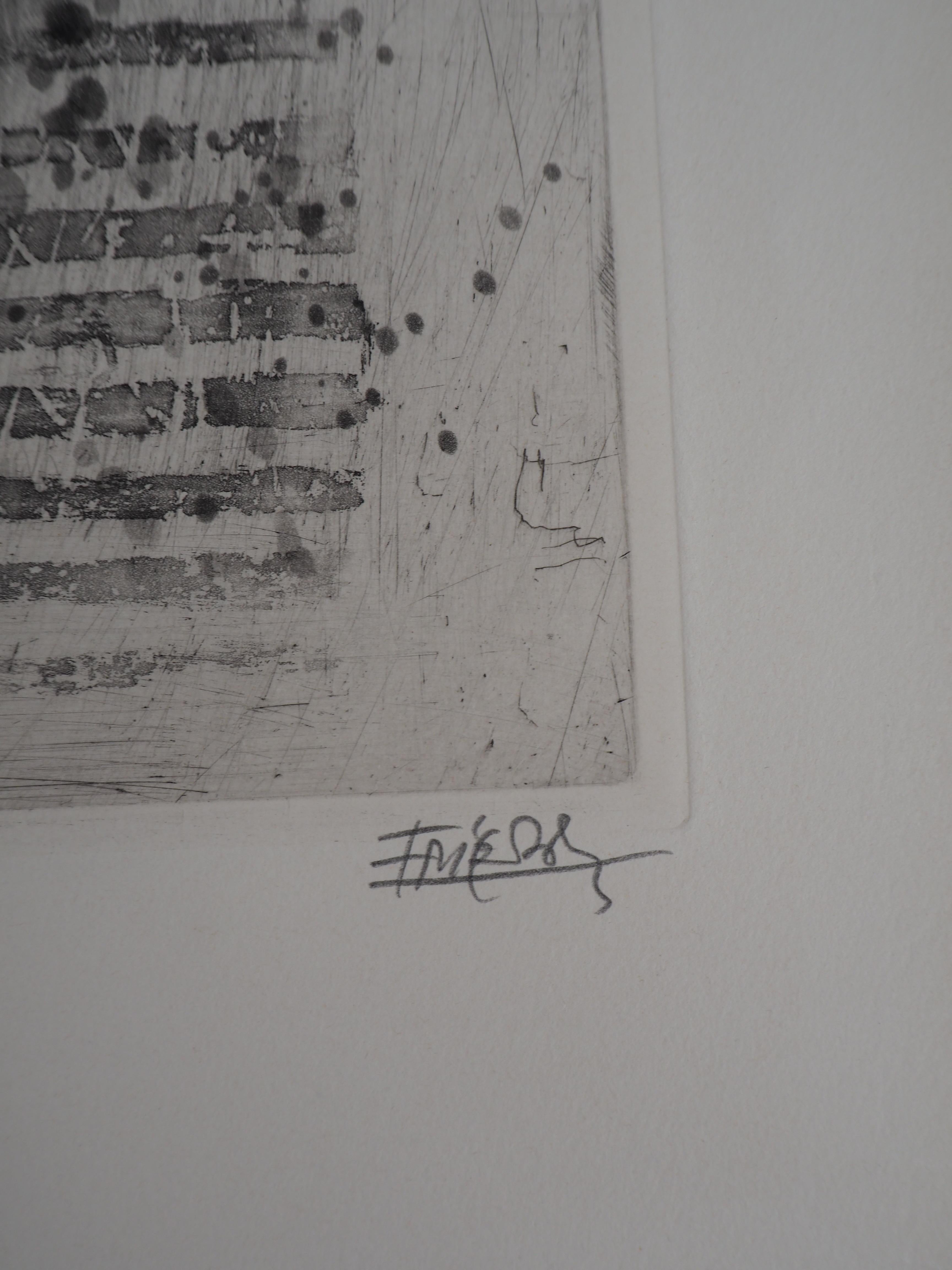 Peces - Grabado original firmado a mano, 1963 - Print de Johnny Friedlaender