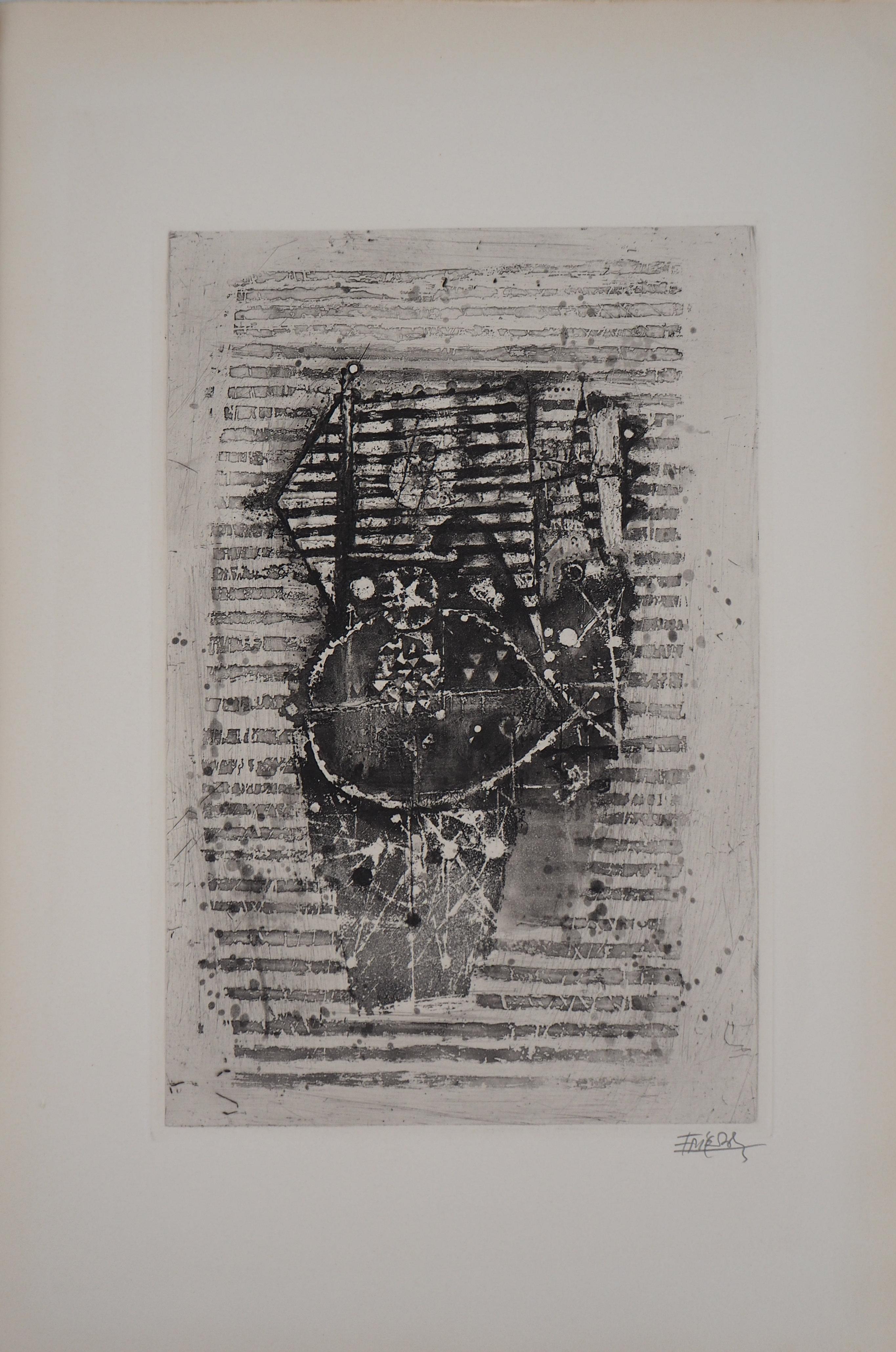 Johnny Friedlaender Animal Print – Fishes - Original handsignierte Radierung, 1963