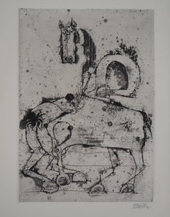 Pferdepferde  - Originale handsignierte Radierung, 1963