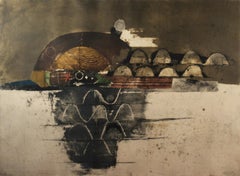 ""Montagne Ocre" Très grande gravure à l'eau-forte avec aquatinte