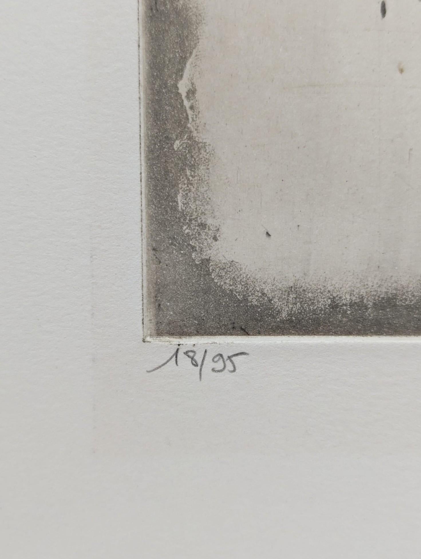 Plant kingdom - Gray Abstract Print by Johnny Friedlaender