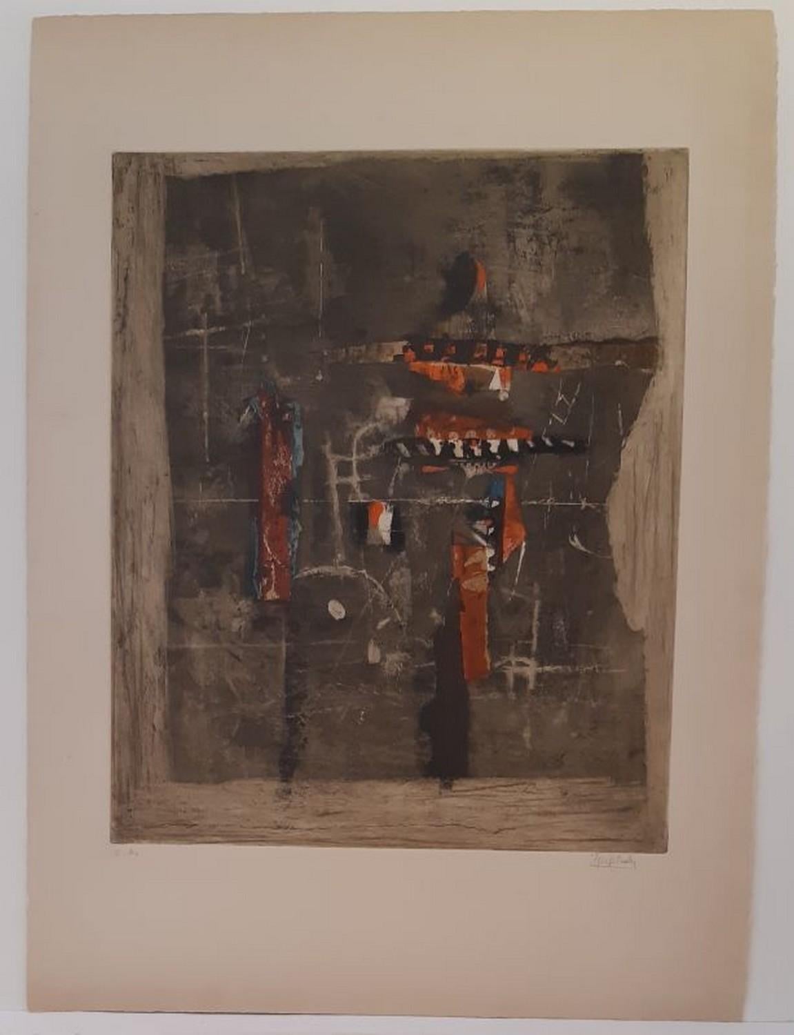 Johnny Friedlaender Abstract Print - Rouge Noir 