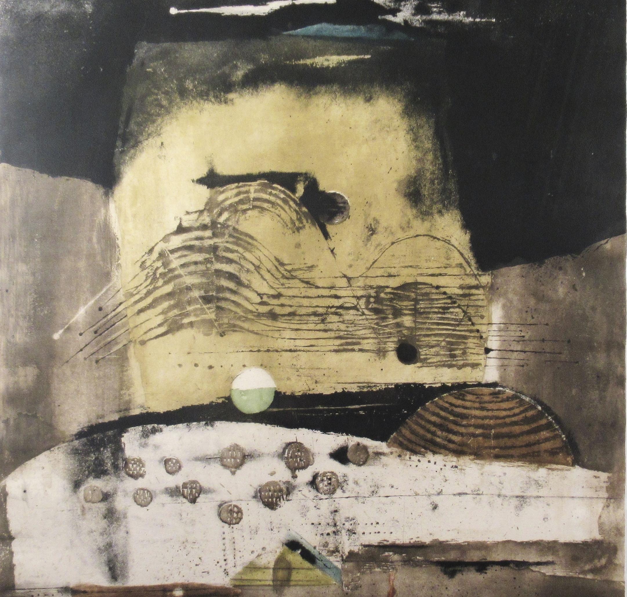 „ „Sombre““ Sehr große Radierung mit Aquatinta (Abstrakt), Print, von Johnny Friedlaender