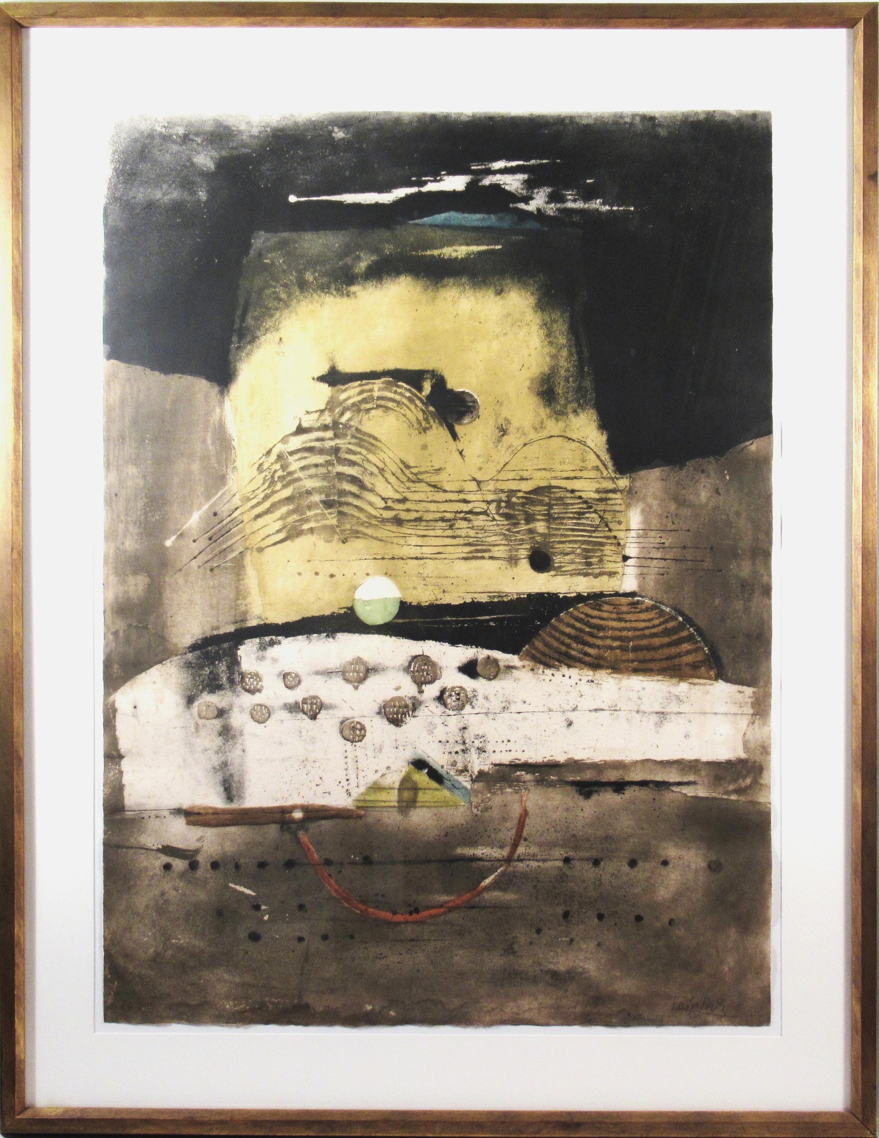 Johnny Friedlaender Abstract Print - "Sombre" Very large etching with aquatint