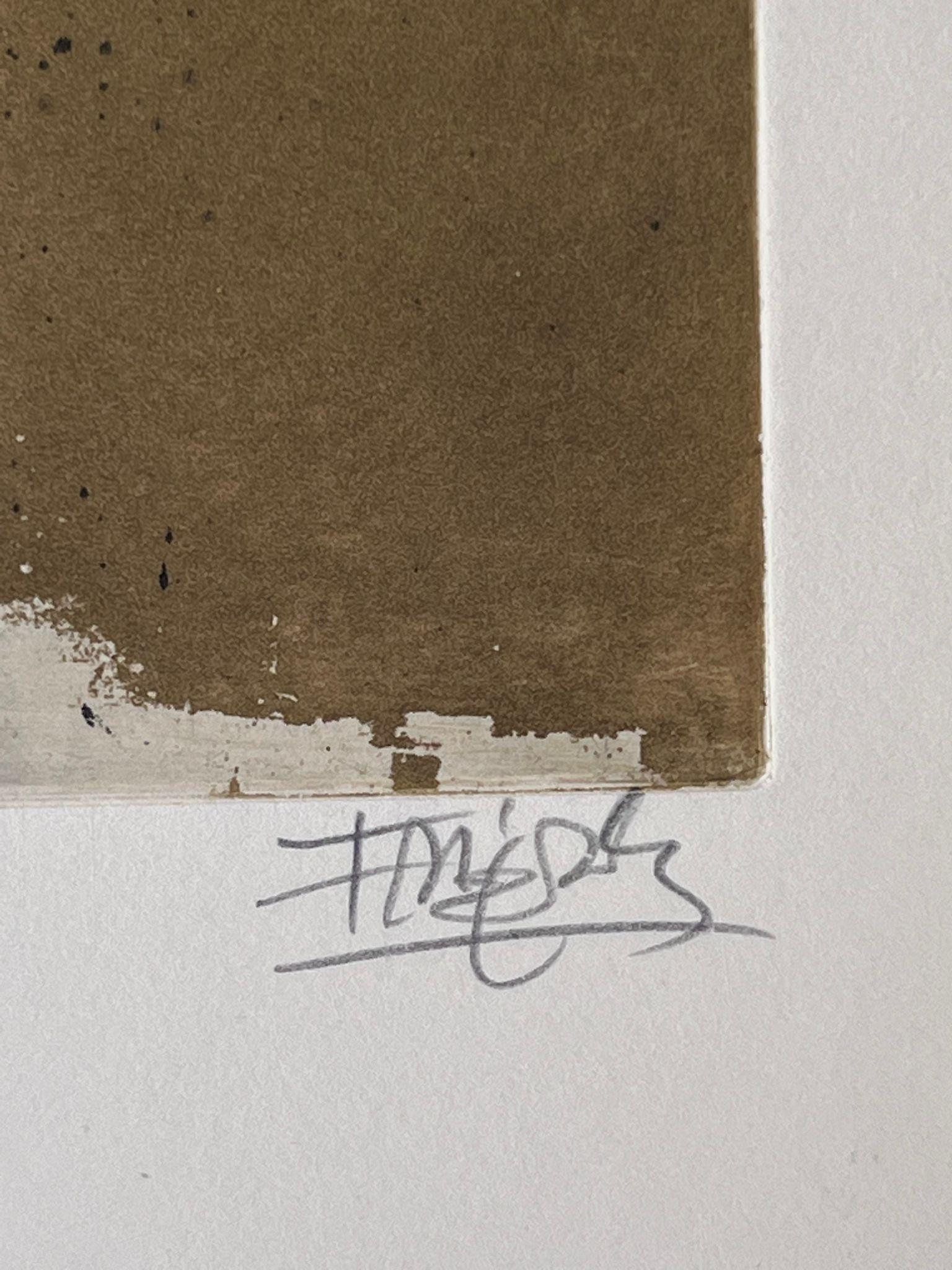 Untitled - Beige Abstract Print by Johnny Friedlaender