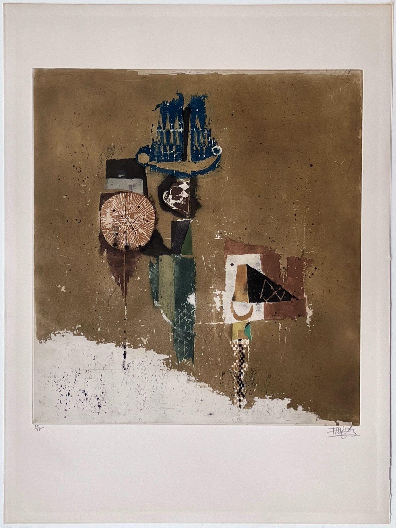 Aquatint
Handsigned by the artist in pencil 
Edition : 65/135
65.00 cm. x 49.00 cm.  25.59 in. x 19.29 in. (paper)
44.50 cm. x 41.50 cm.  17.52 in. x 16.34 in. (image)
This engraving by Johnny Friedlaender demonstrates his excellent mastery of this