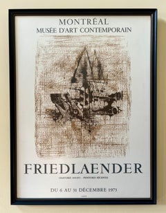 Johnny Friedlaender Vintage gerahmtes Mourlot-Ausstellungsplakat, Montreal 1973, Vintage