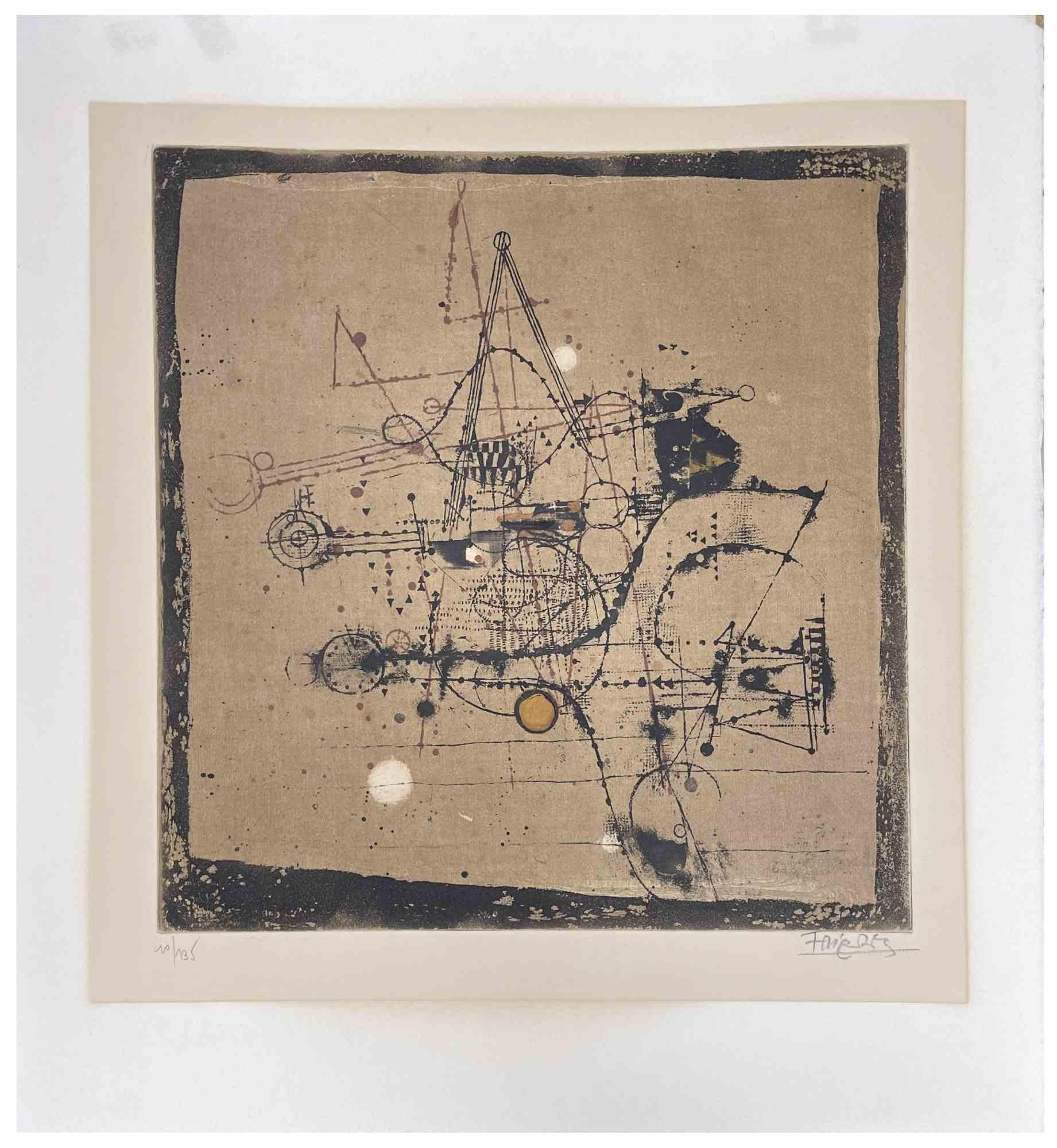 Johnny Friedlaenderin Abstract Print - Untitled - Etching by Johnny Friedlaender - 1970s