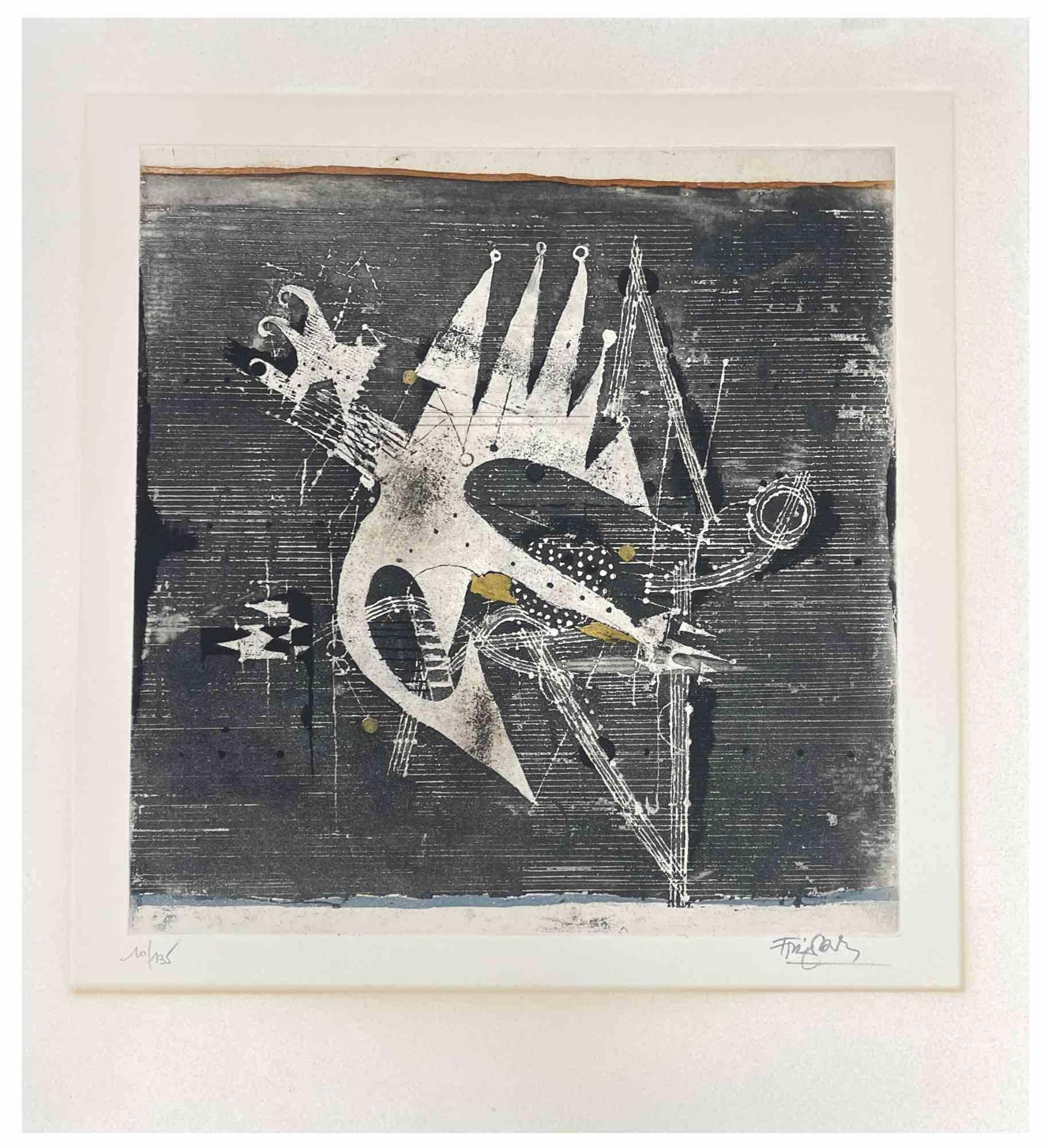 Johnny Friedlaenderin Abstract Print - Untitled - Etching by Johnny Friedlaender - 1970s
