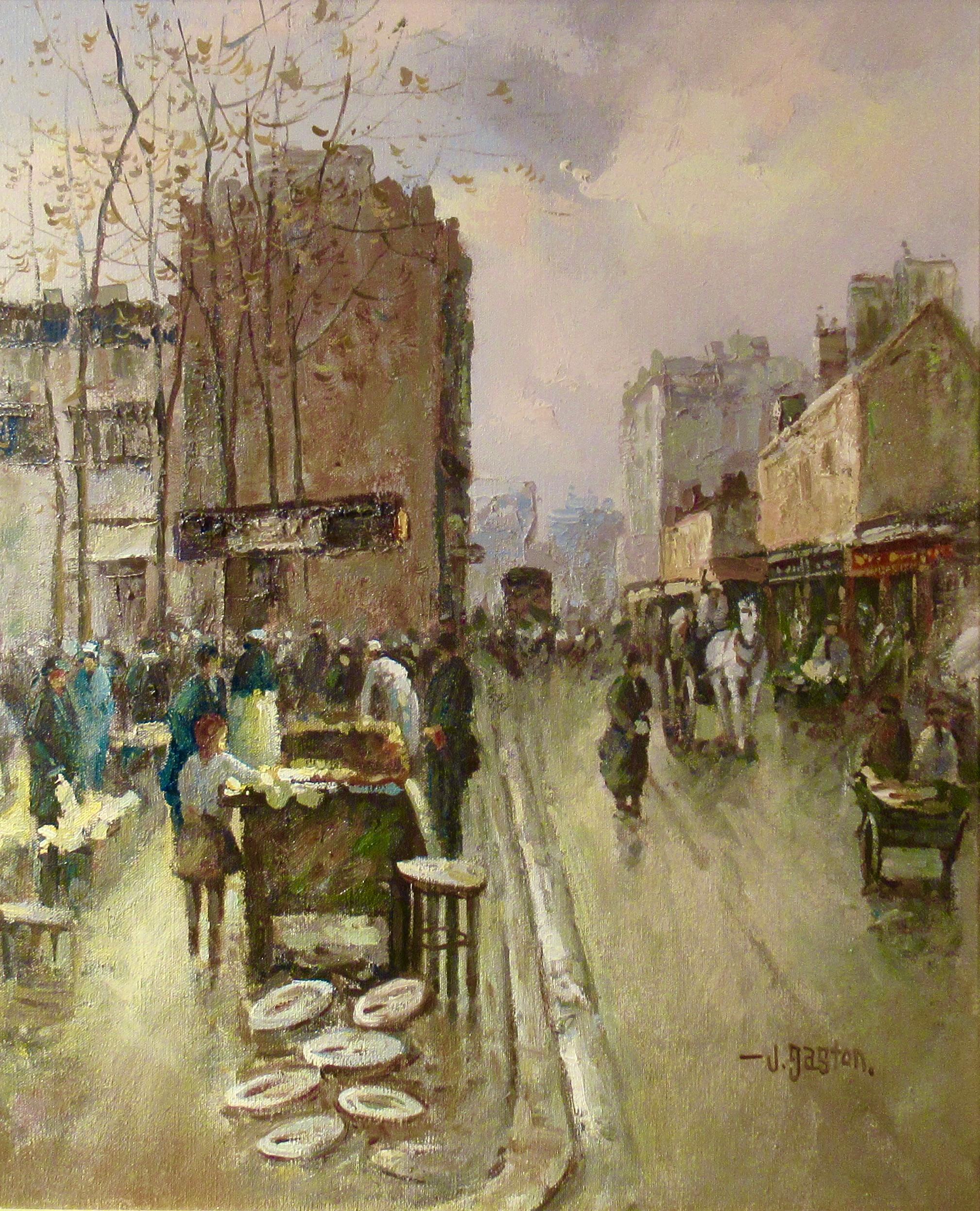 Markt in Paris im Jahr 1900 – Painting von Johnny Gaston
