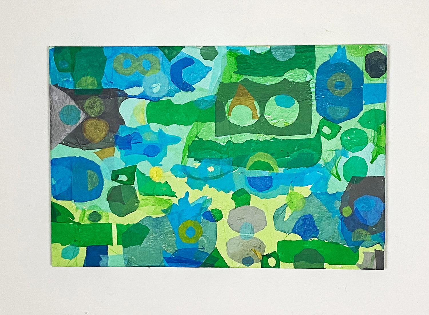 <p>Comentarios del artista<br />Azules, verdes y amarillos brillantes crean una composición llena de vida. El artista Johnny Karwan realizó la obra reciclando bolsas de plástico con agujeros y fundiéndolas con calor. Mientras reunía los materiales,