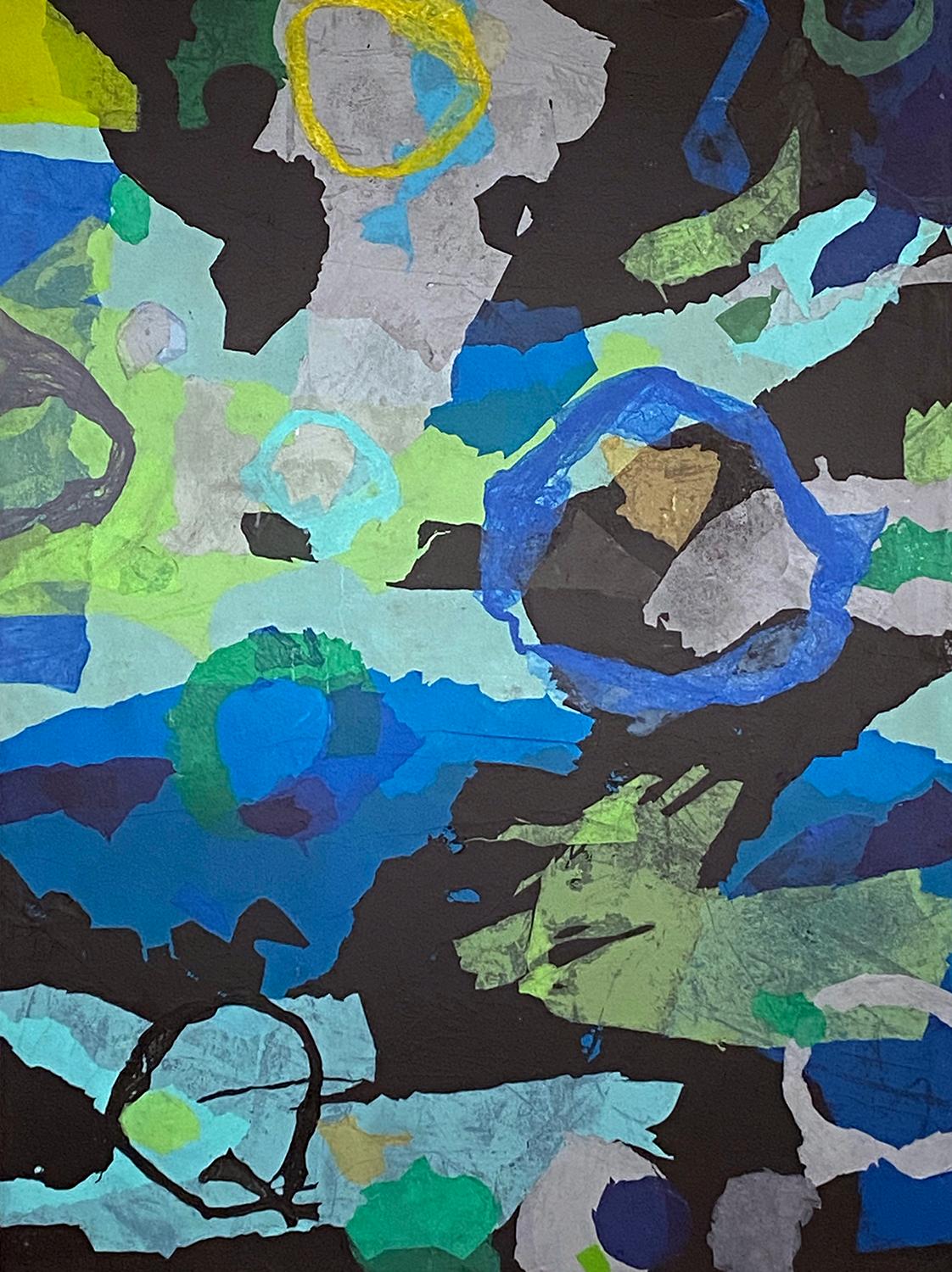 Twice in a Blue Moon, Abstraktes Gemälde – Mixed Media Art von Johnny Karwan