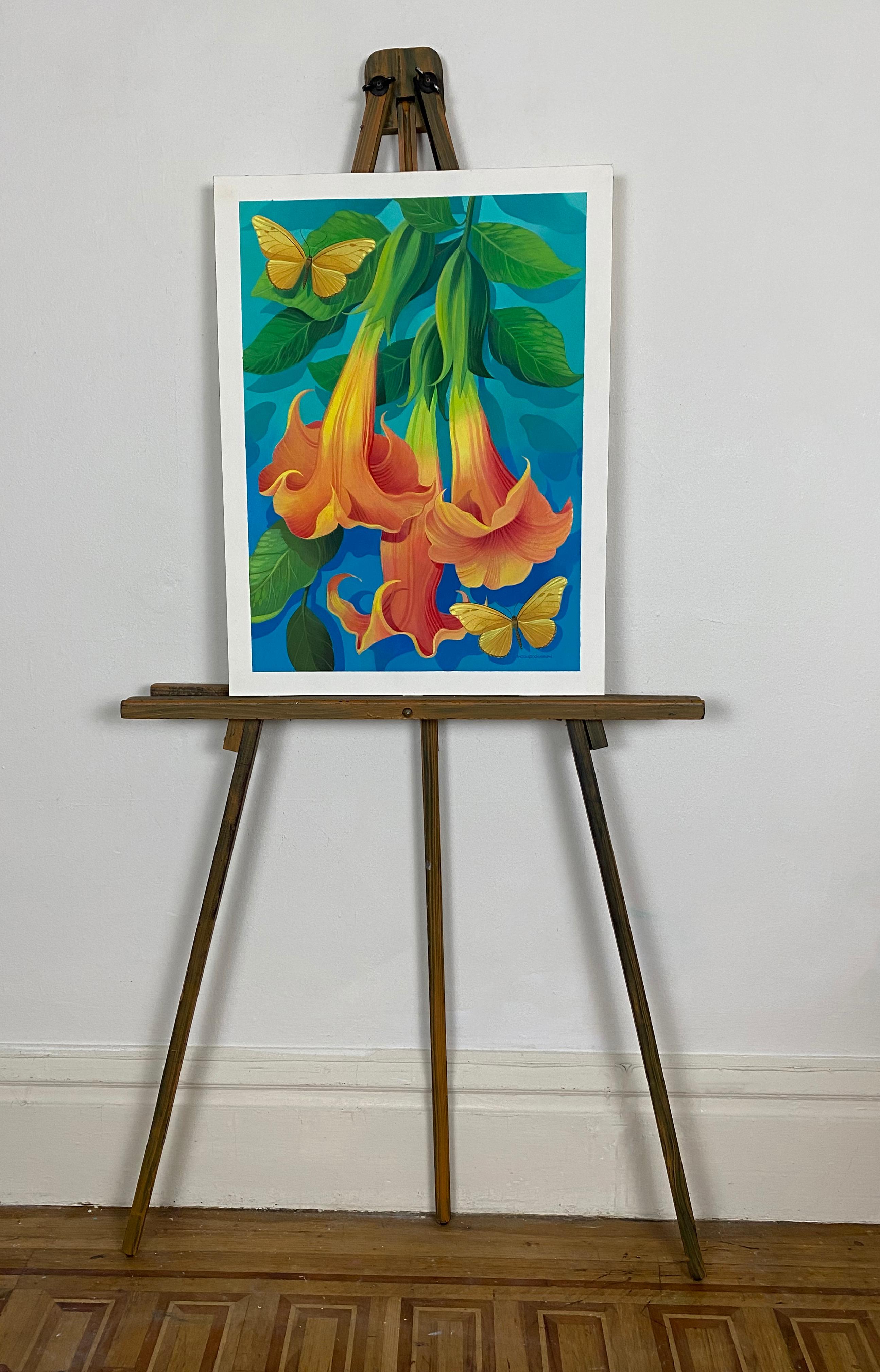 paintings of butterflies and flowers