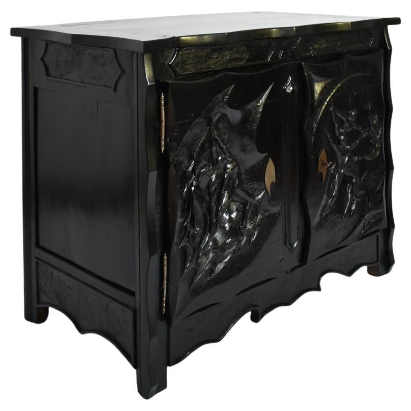 Johnny Ludécher brutalist dancers cabinet, 1950s