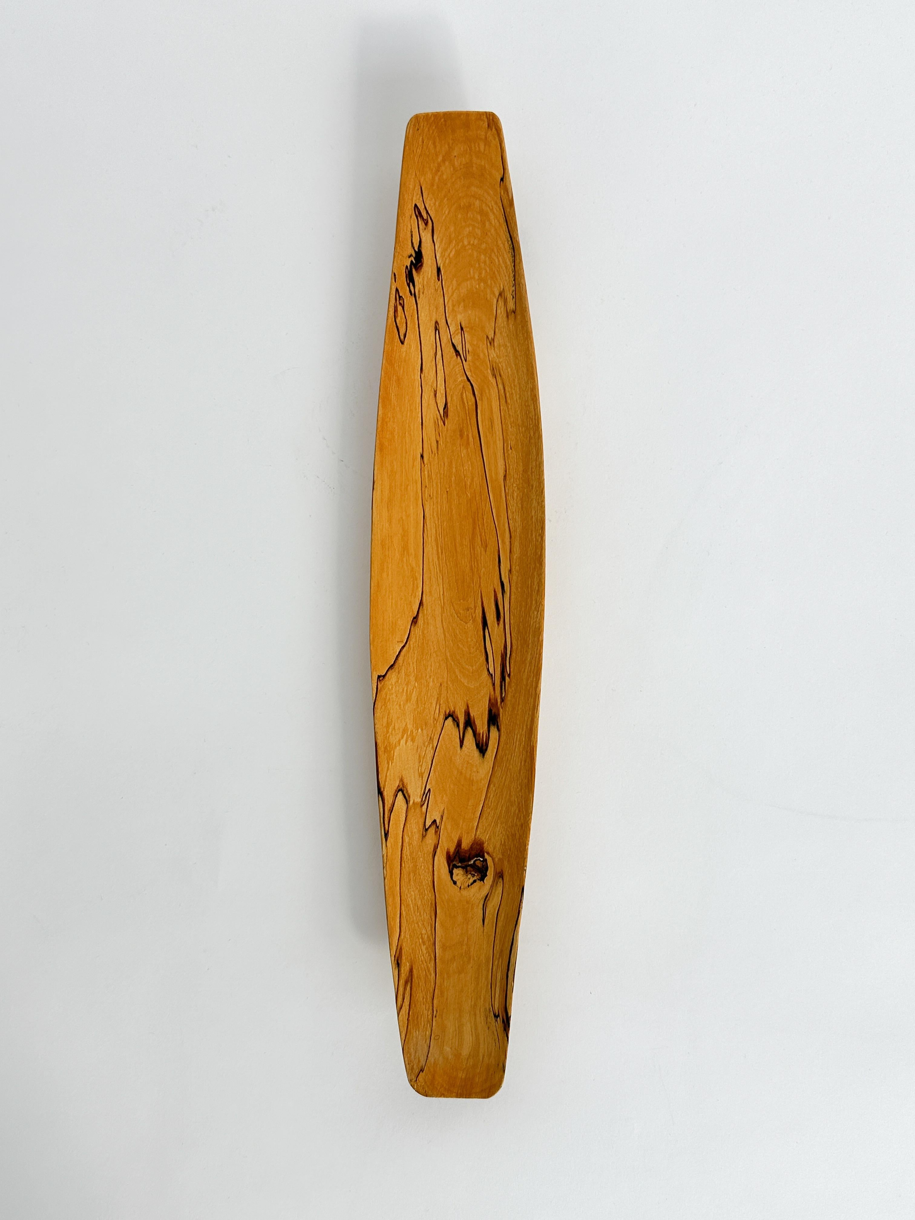 Swedish Johnny Mattsson Bowl Boat Shaped Wooden Spalted 1950s Hand Carved For Sale