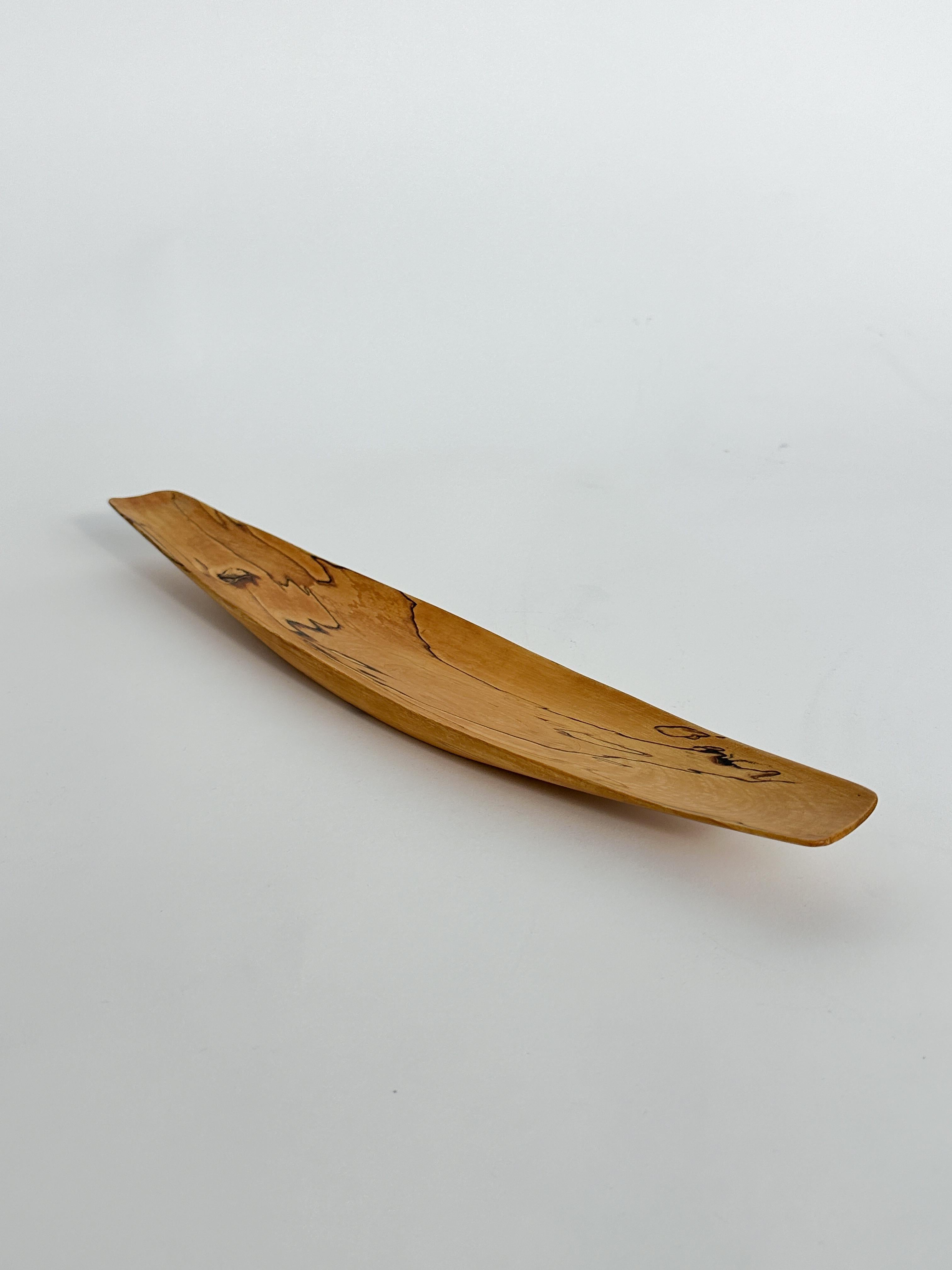 Hand-Carved Johnny Mattsson Bowl Boat Shaped Wooden Spalted 1950s Hand Carved For Sale