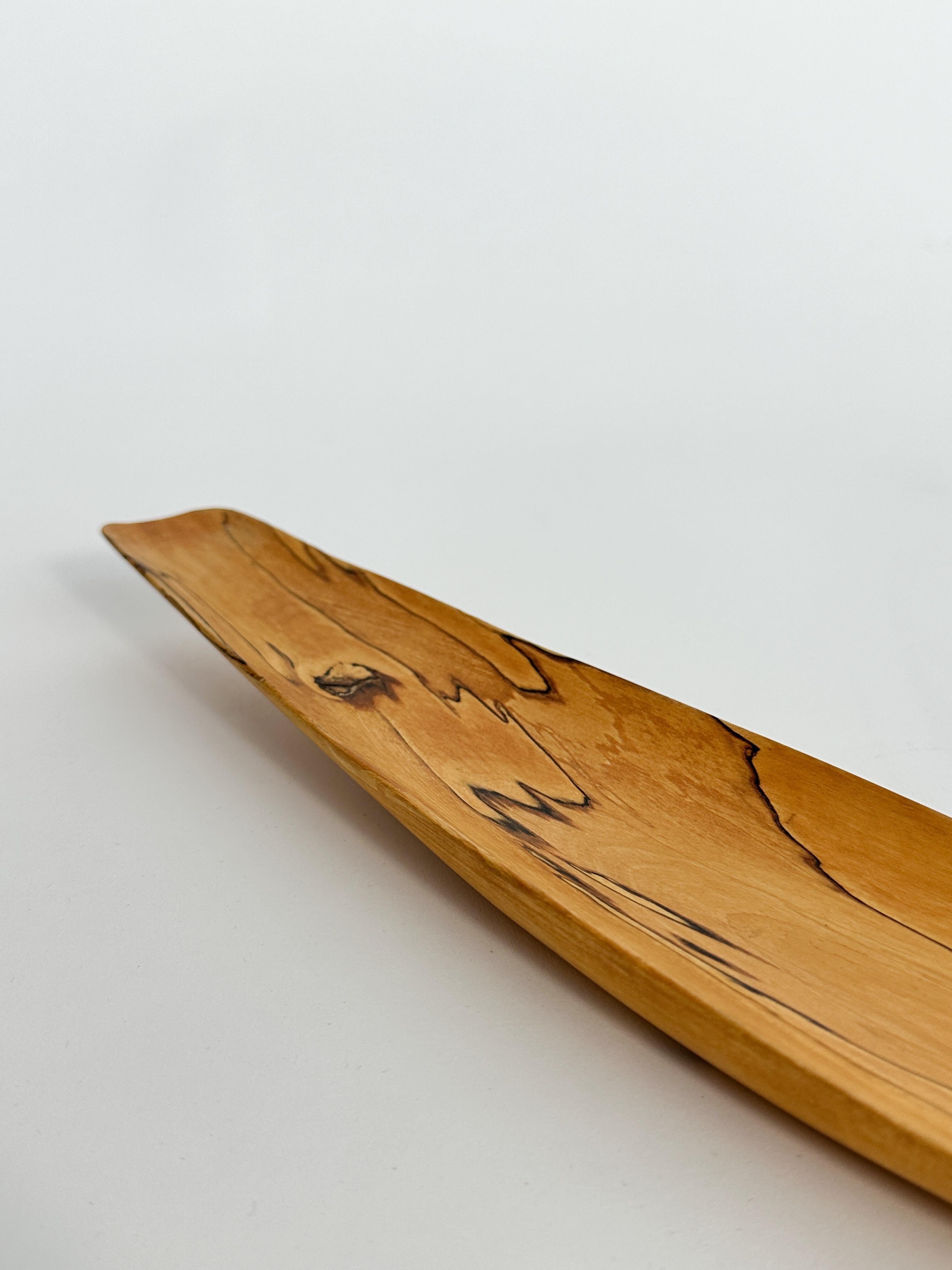 Mid-20th Century Johnny Mattsson Bowl Boat Shaped Wooden Spalted 1950s Hand Carved For Sale