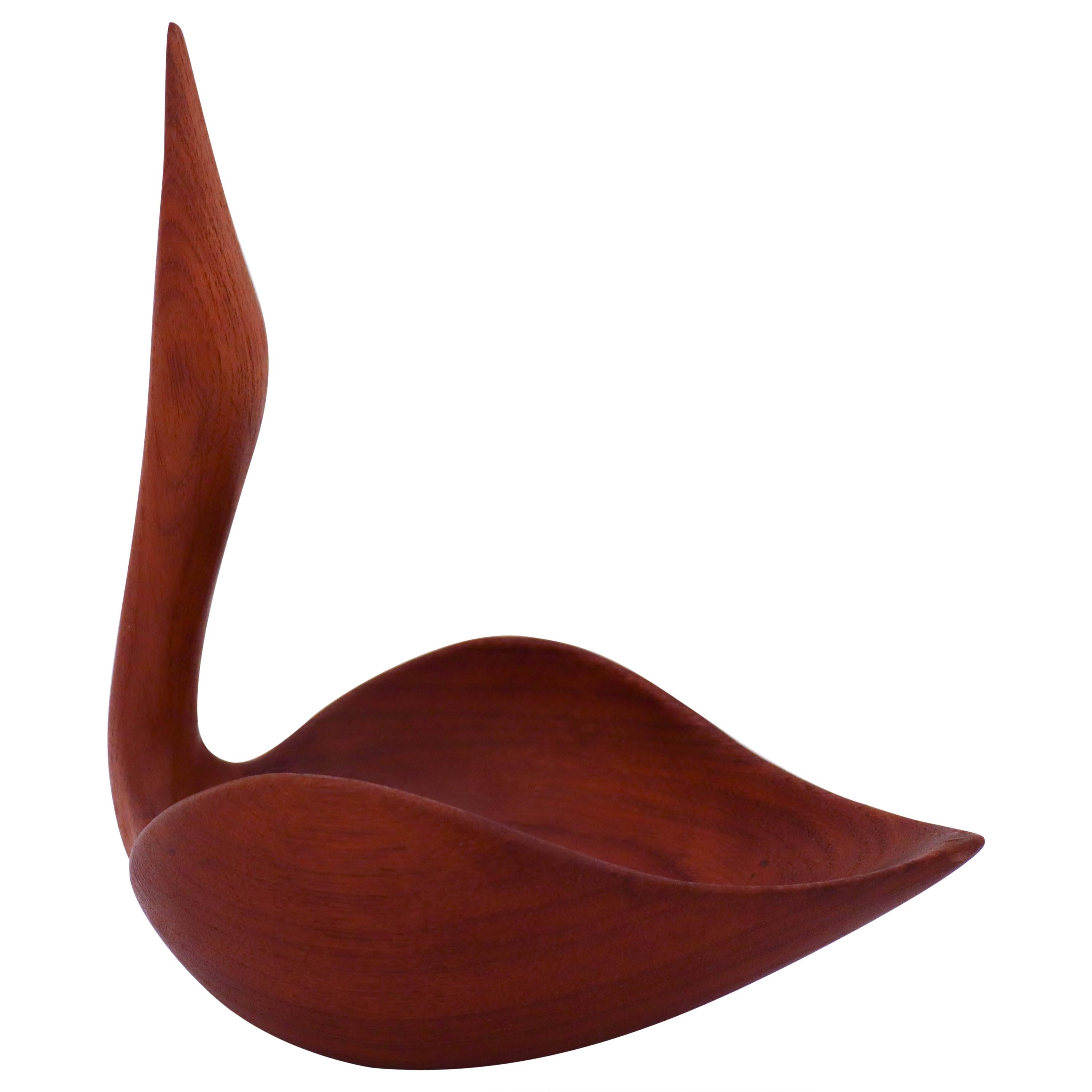 Johnny Mattsson, Wooden Sculpture / Bowl Bird Teak, Sweden