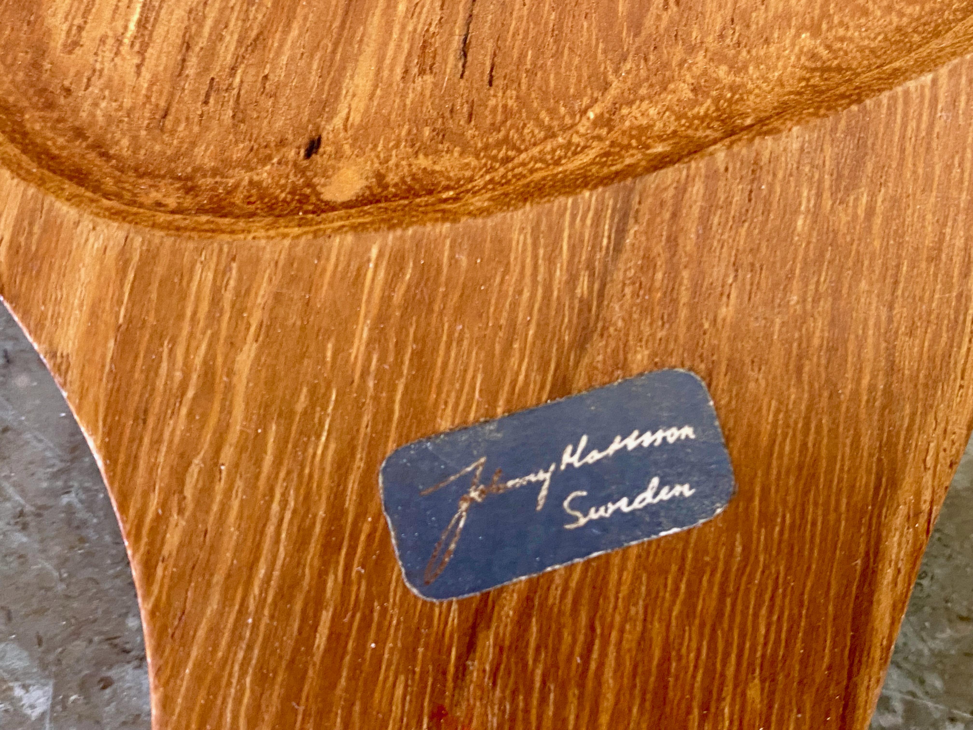 Johnny Mattsson, set of 2 teaktrays from his own workshop In Good Condition For Sale In Klintehamn, SE