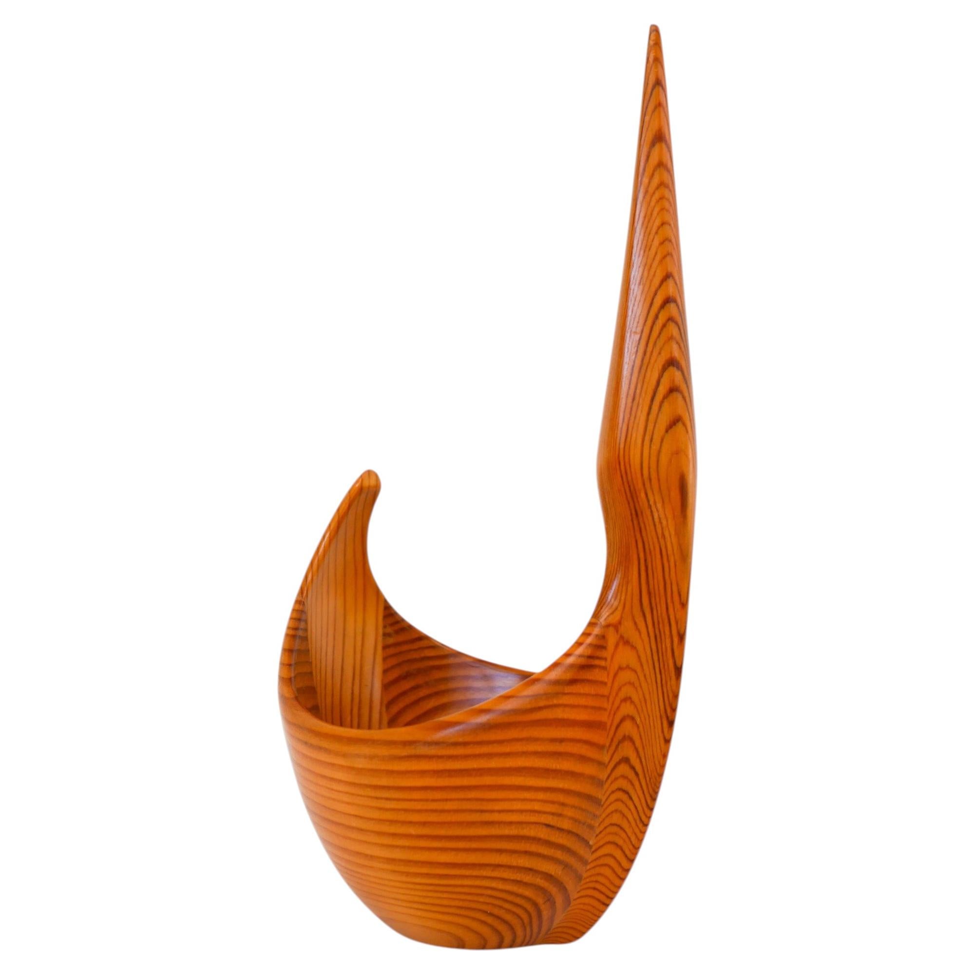 Johnny Mattsson Holzschale, Skulptur Hand Carved Schwedische Volkskunst