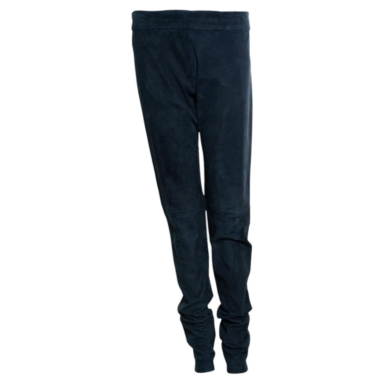 Pre-owned A & M Johnny Ramli, Emerald Green Suede Trousers