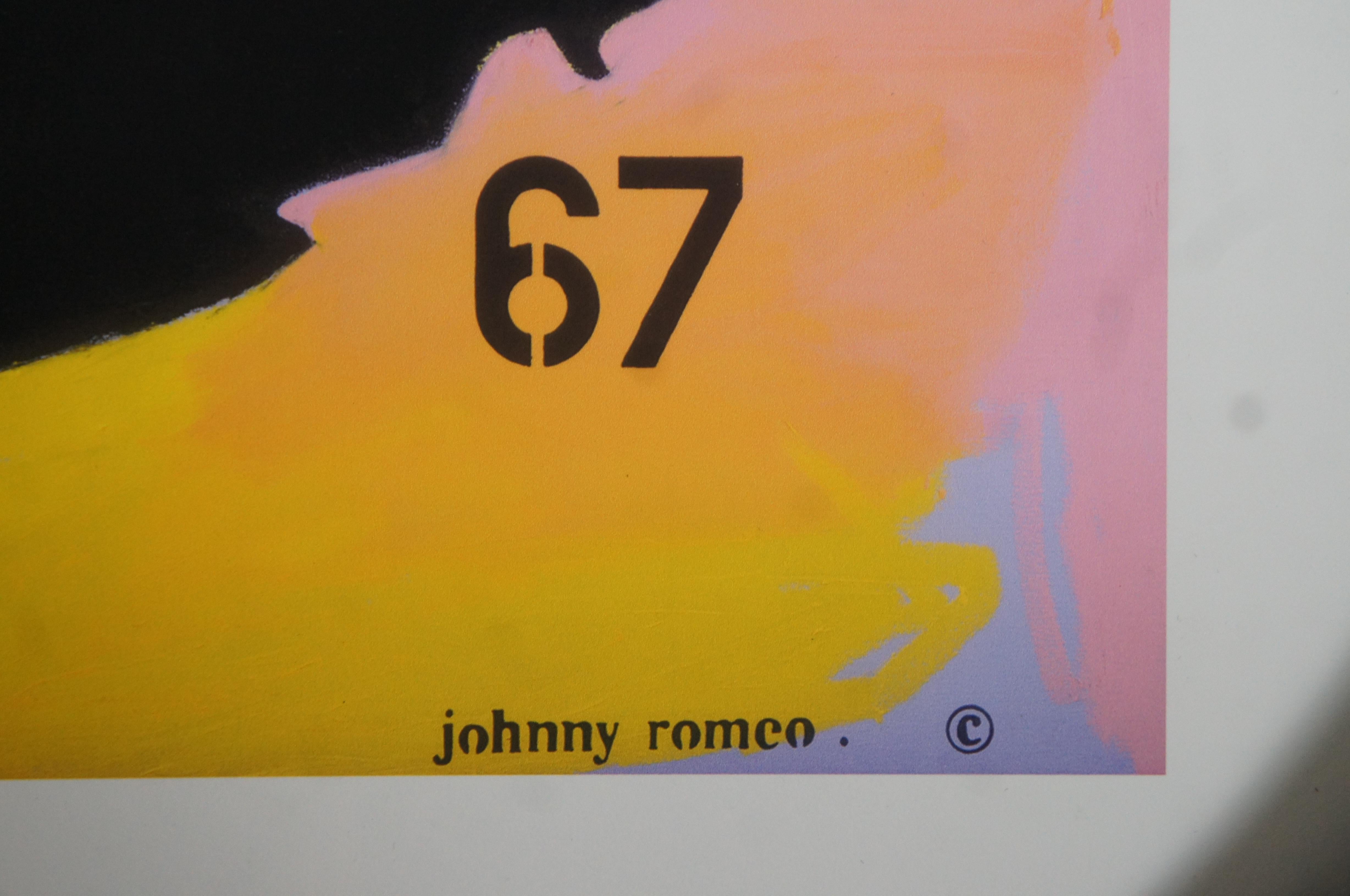 Johnny Romeo Jimmy Hendrix Purple Raze signé Impression Pop Art expressionniste 15 pouces en vente 2