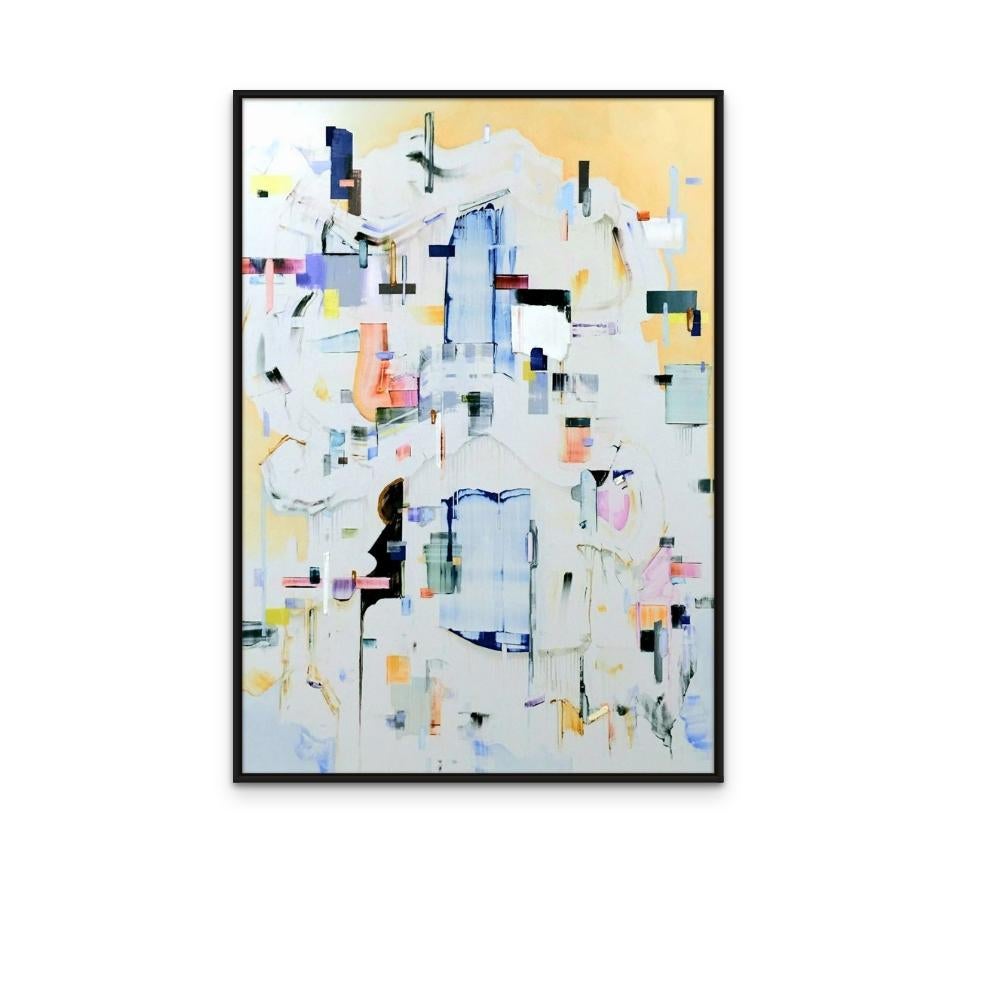 Plot Twist, zeitgenössisches, abstraktes, vertikales Ölgemälde auf Acrylplatte – Painting von Johnny Taylor