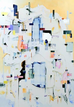 Plot Twist, peinture à l'huile verticale abstraite contemporaine sur panneau acrylique