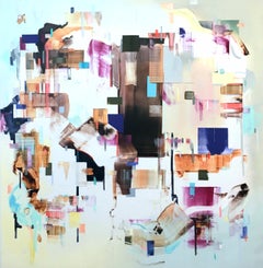Dream Spoken Dream - Grande peinture à l'huile abstraite contemporaine sur panneau acrylique