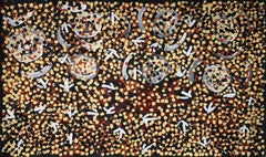 Johnny Warangkula Tjupurrula " Sueño de garceta "  90x155cm - 1998 Arte aborigen