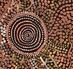 Aboriginal painting on canvas board by Johnny Warangkula