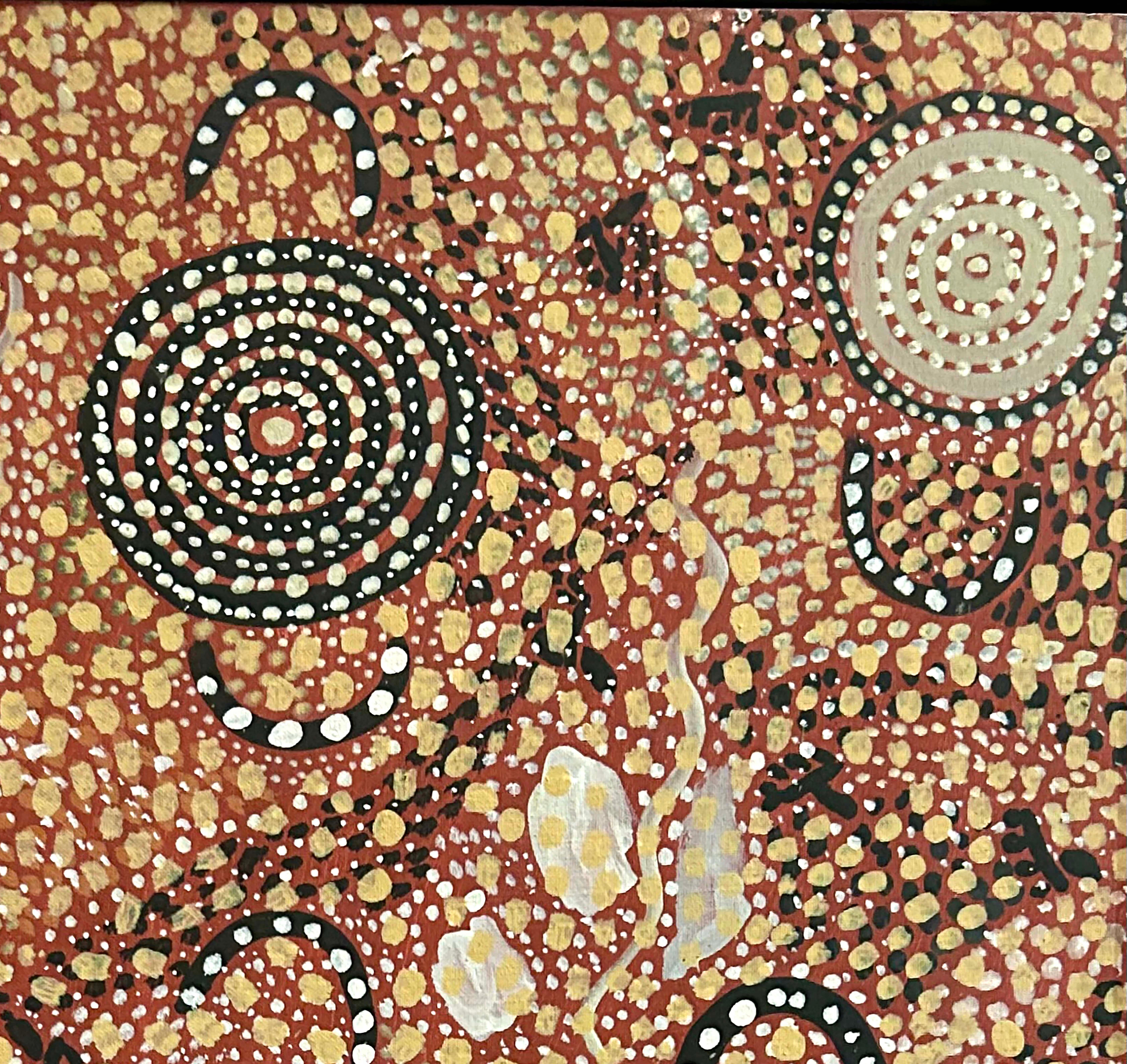 Zeremonie der Männer (Abstrakt), Painting, von Johnny Warangkula Tjupurrula