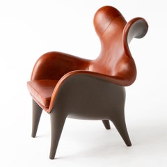 Johnny Wing Back Chair, Lounge Chair, Leather/Chocolate Resin, Mozer USA 2007/19