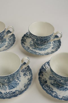 Johnson Bros Coaching Scene Tea Cups & Saucers  Set of 6