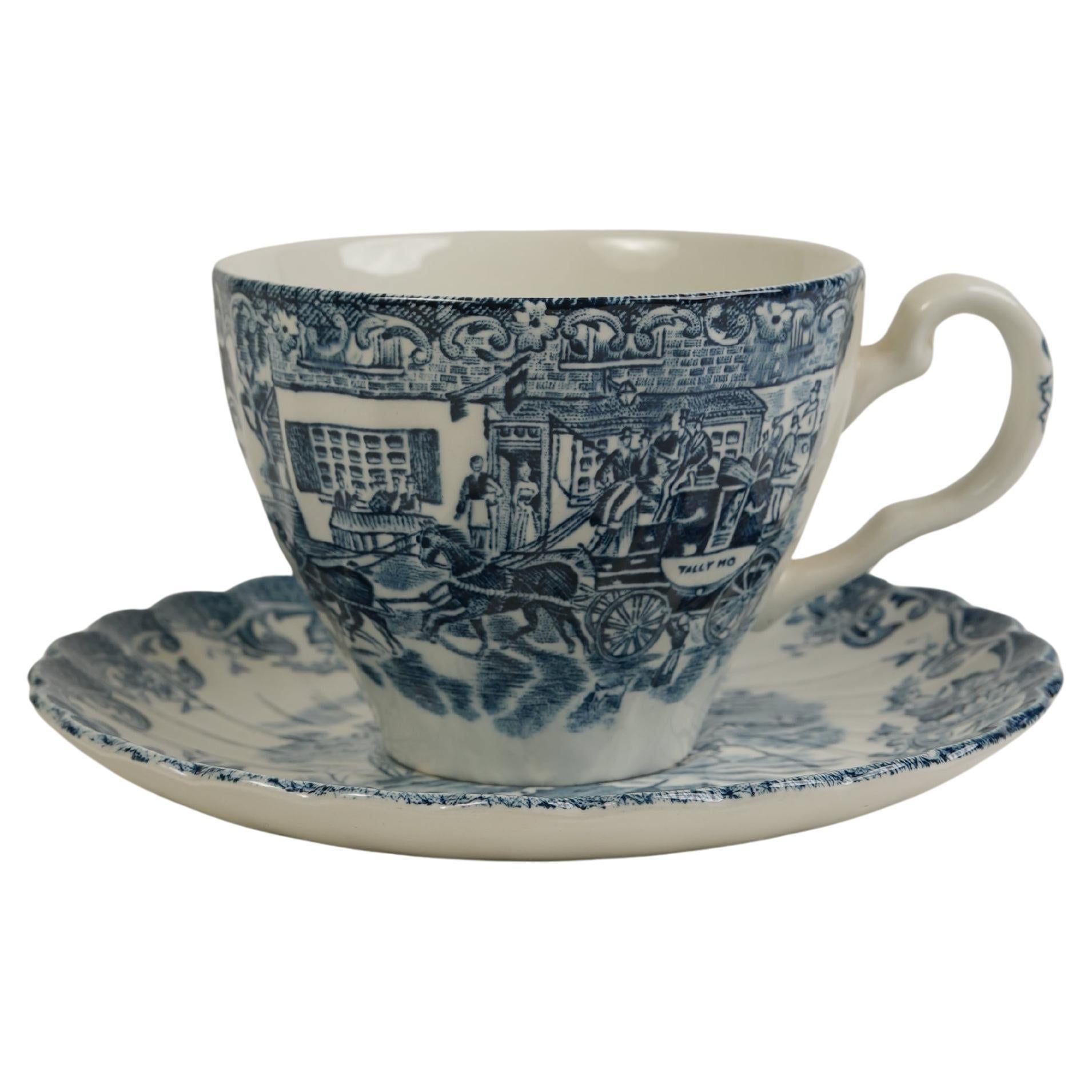 Johnson Bros Coaching Scene Tea Cups 
Saucers  Set of 6 For Sale