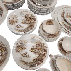 Johnson Bros Happy England Porcelain Dinnerware Set, 81 pieces, Johnson Bros