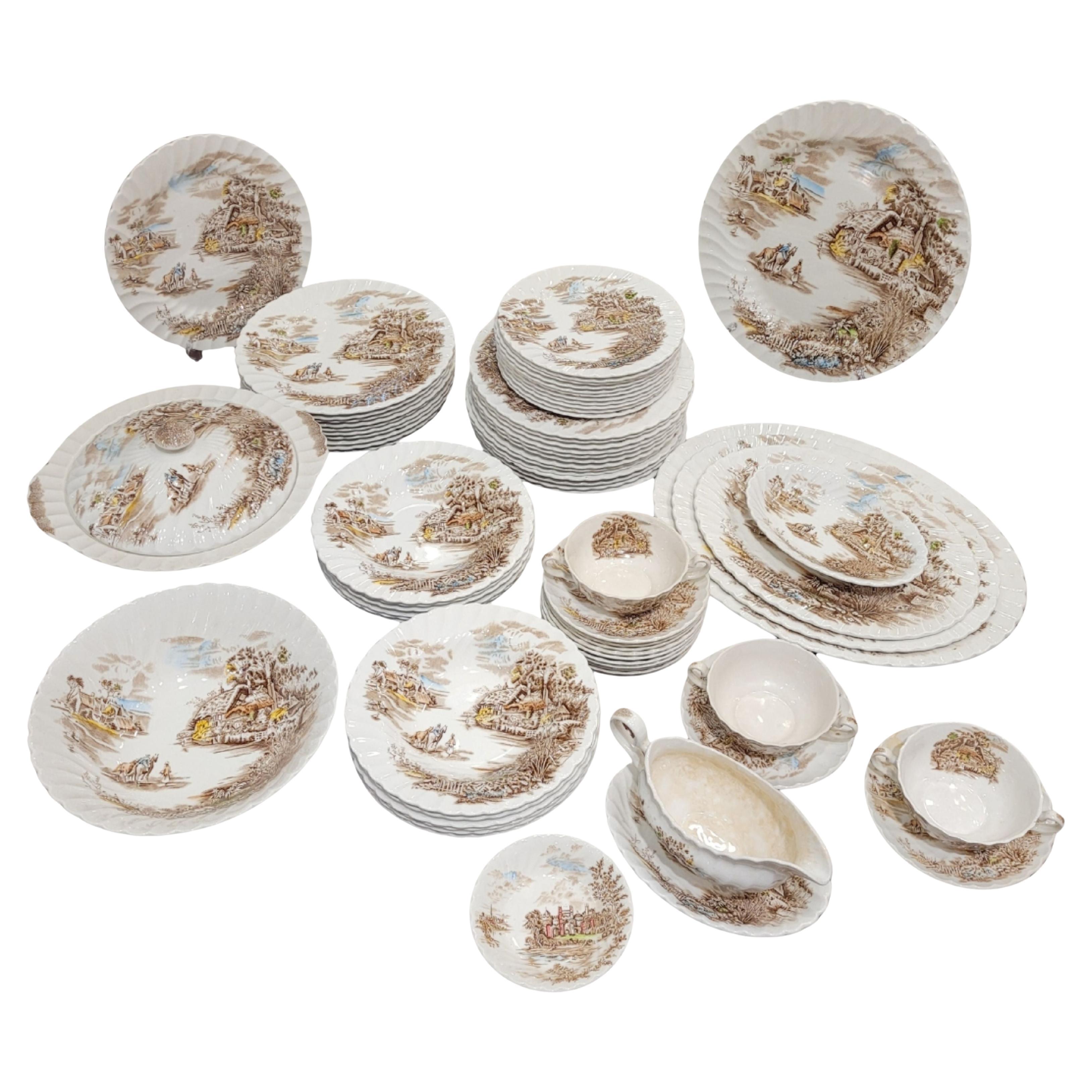 Johnson Bros Happy England Porcelain Dinnerware Set, 81 pieces, Johnson Bros