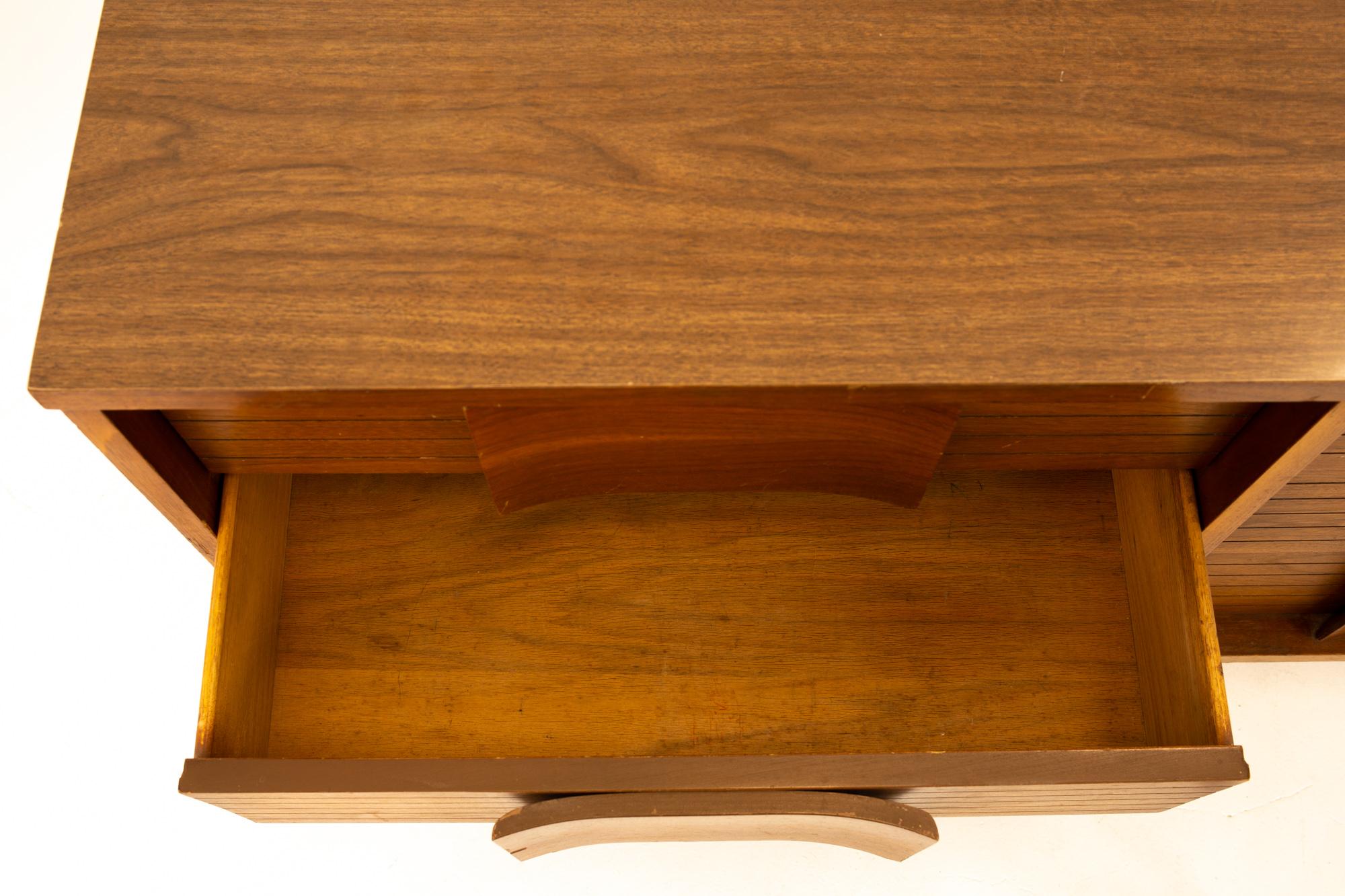 Mid-20th Century Johnson Carper Mid Century Formica Top 6-Drawer Walnut Lowboy Dresser