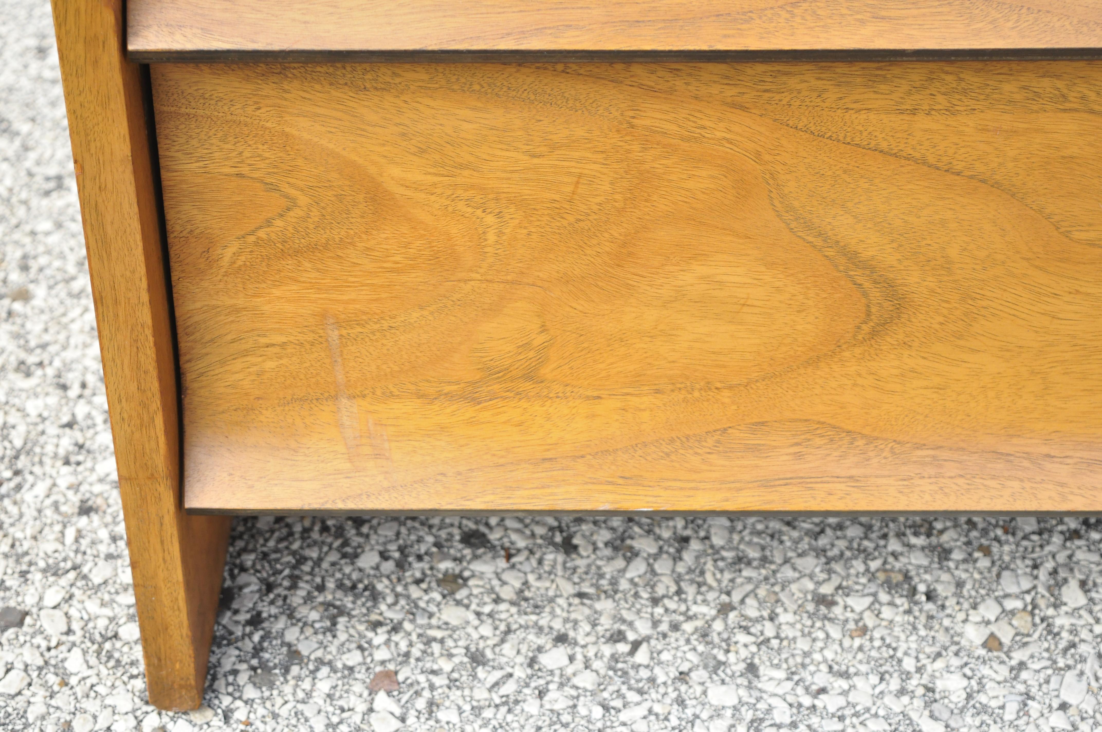 Naugahyde Johnson Carper Mid-Century Modern 9 Drawer Walnut Laminate Credenza Long Dresser For Sale