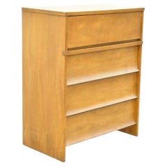 Johnson Carper Mid Century Modern Walnut Formica Top 4 Drawer Chest Dresser