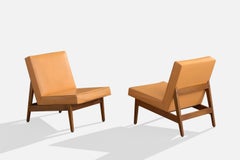 Johnson Chair Co., Lounge Chairs, Wood, Vinyl, USA, 1950s