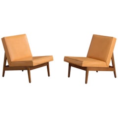 Johnson Chair Co., Lounge Chairs, Wood, Vinyl, USA, 1950s