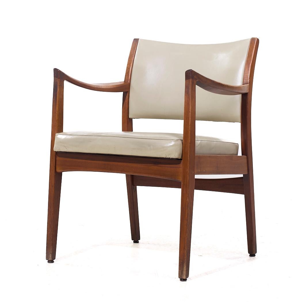 Late 20th Century Johnson Chair Co Mid Century Walnut Arm Chairs - Pair For Sale