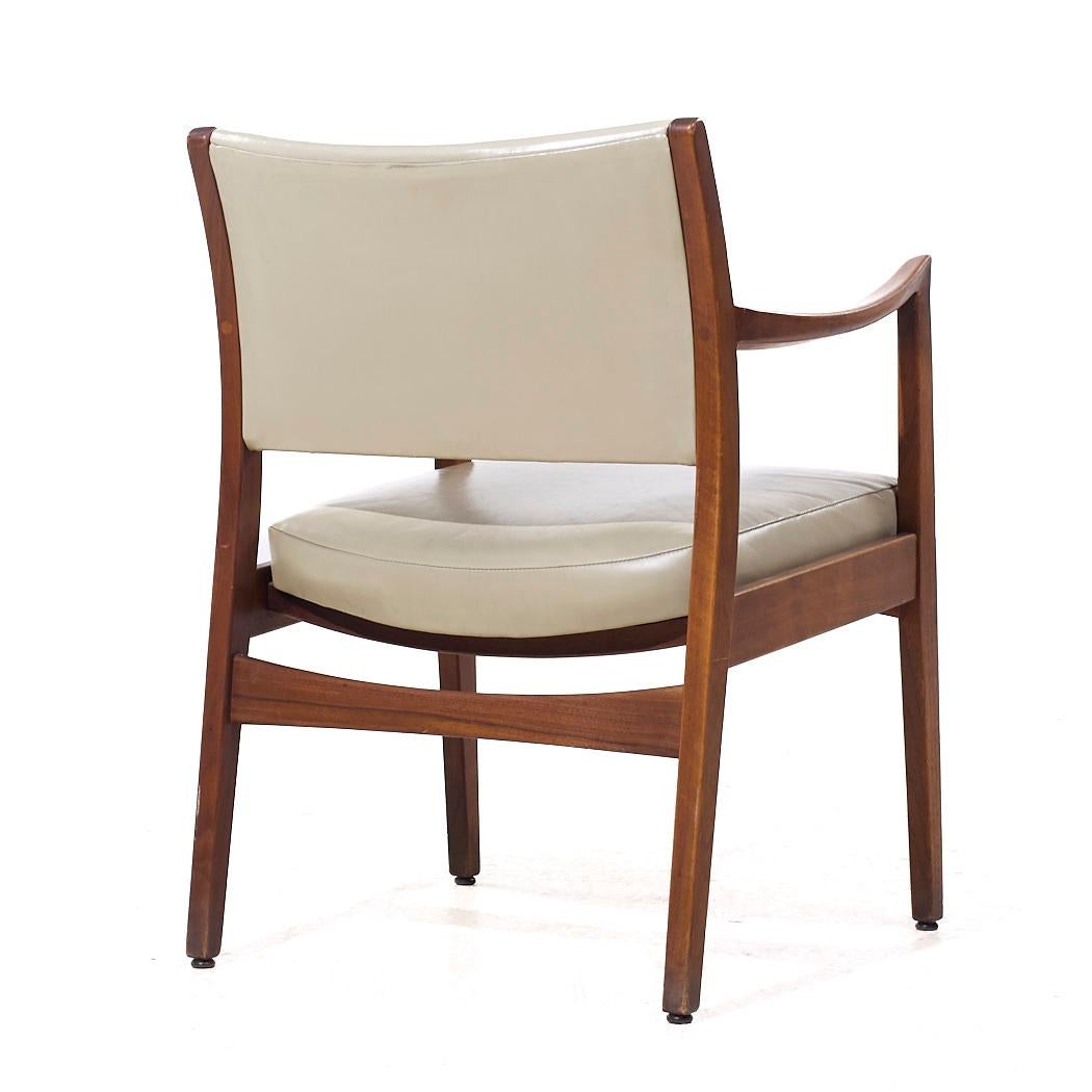 Upholstery Johnson Chair Co Mid Century Walnut Arm Chairs - Pair For Sale