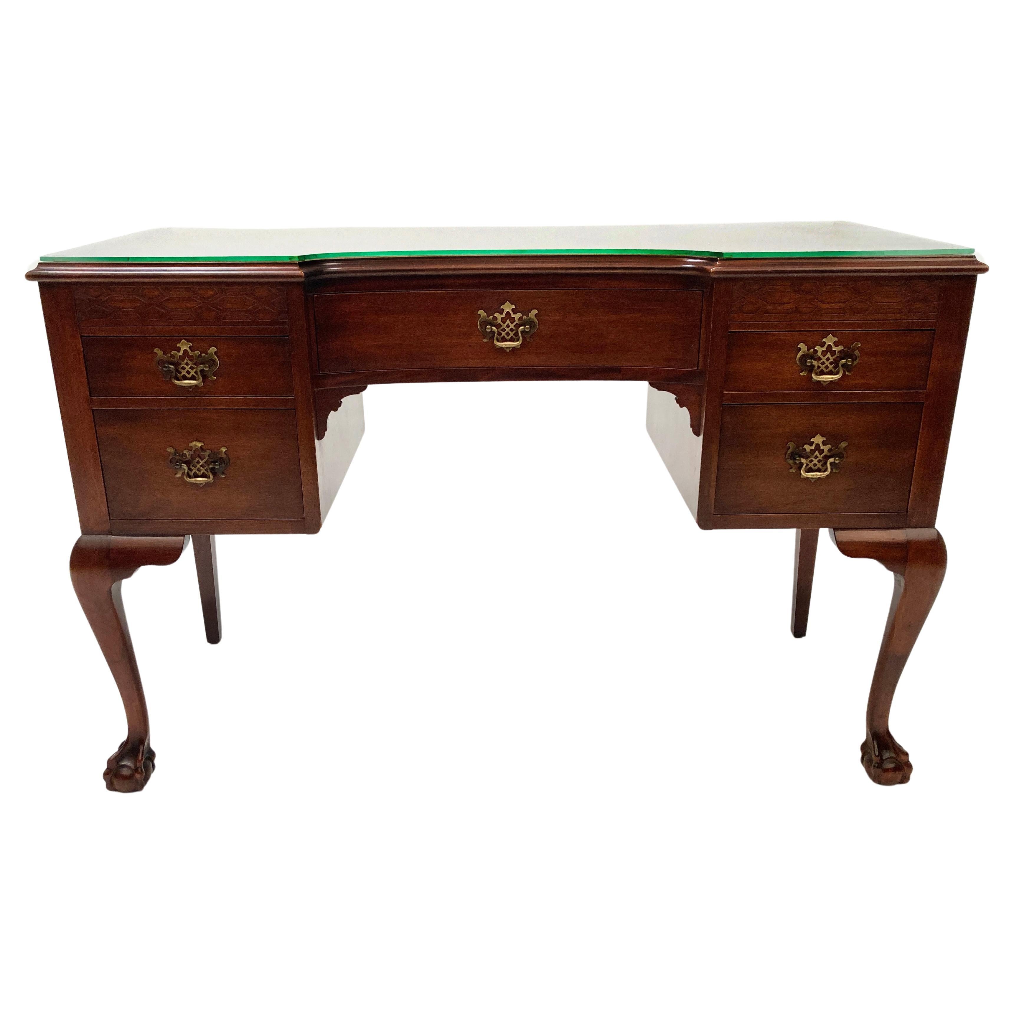 Johnson Furniture Company Chippendale Mahogany Writing Desk  For Sale