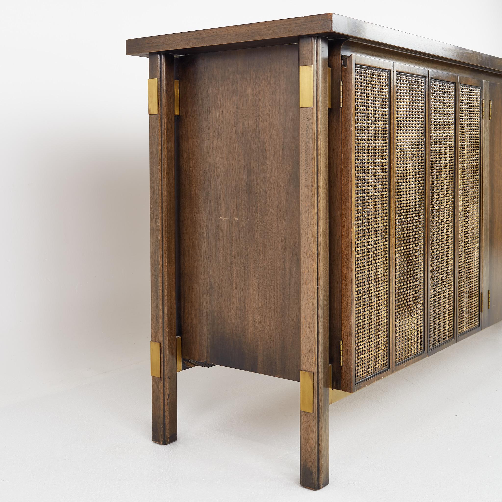 Mid-Century Modern Johnson Furniture Mid-Century Cane Front Sideboard Credenza