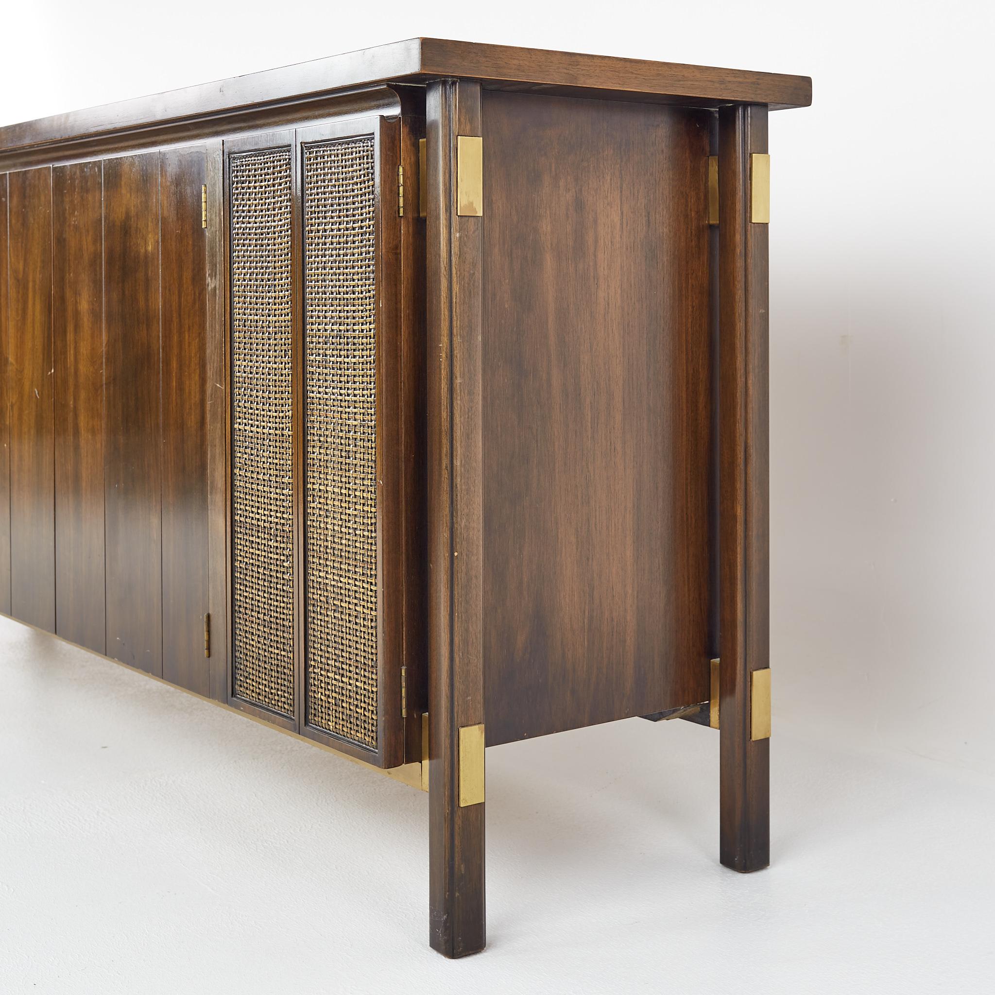 American Johnson Furniture Mid-Century Cane Front Sideboard Credenza