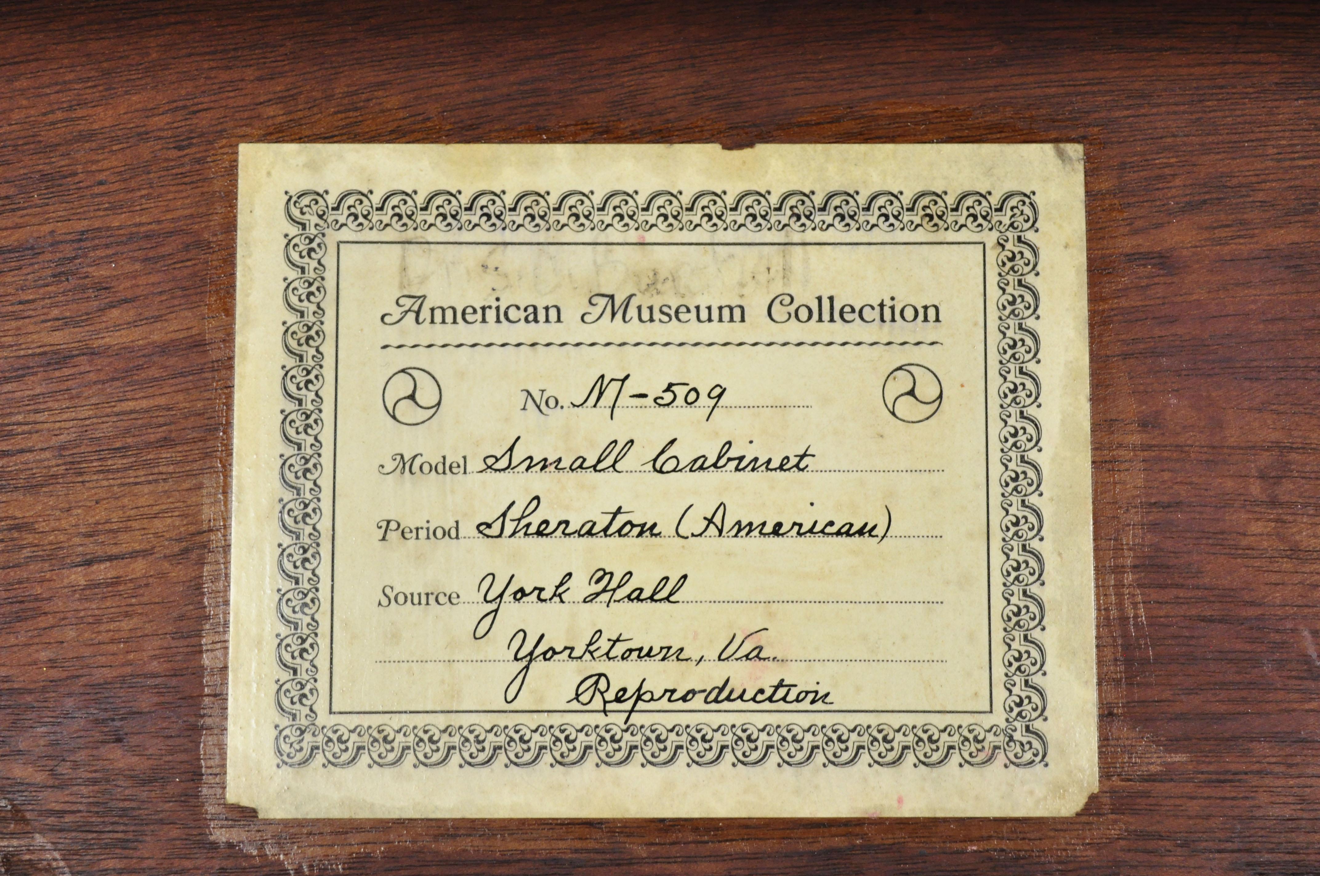 Johnson Handley American Museum Collection Sheraton Mahogany Small Cabinet 2