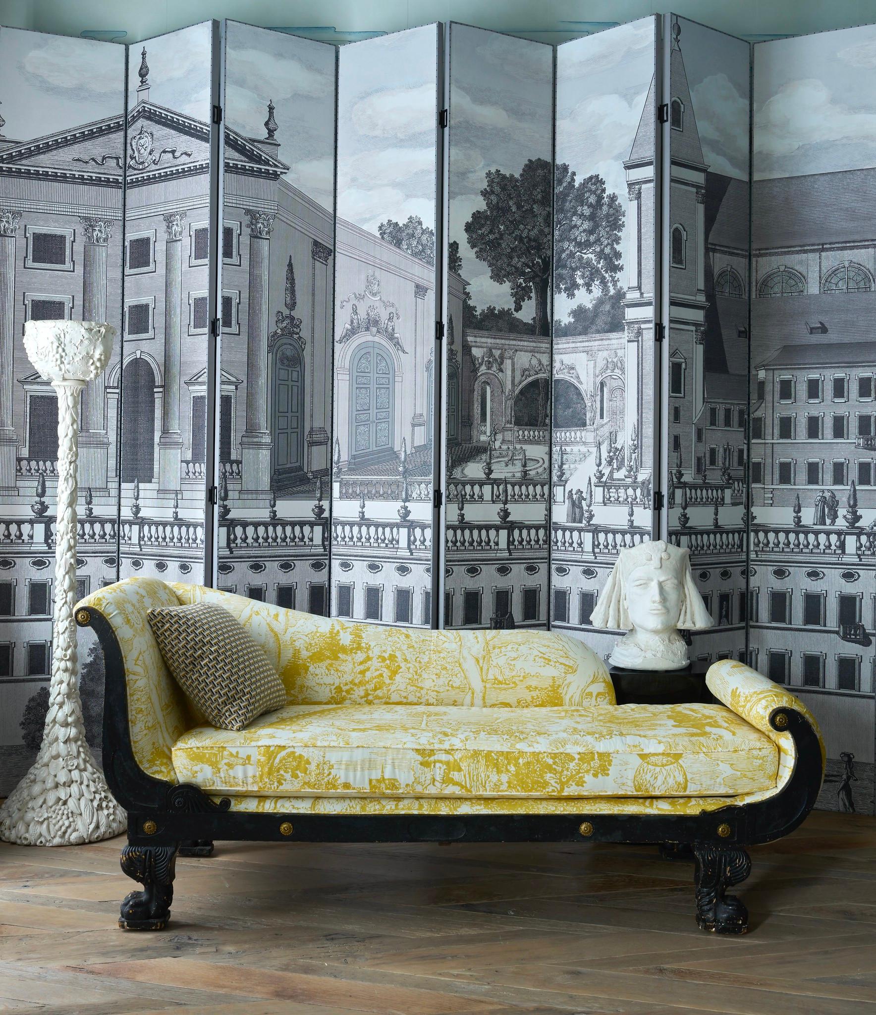 Johnson Hartig Piazza Firenze Document Grisalle Folding Screen For Sale 6