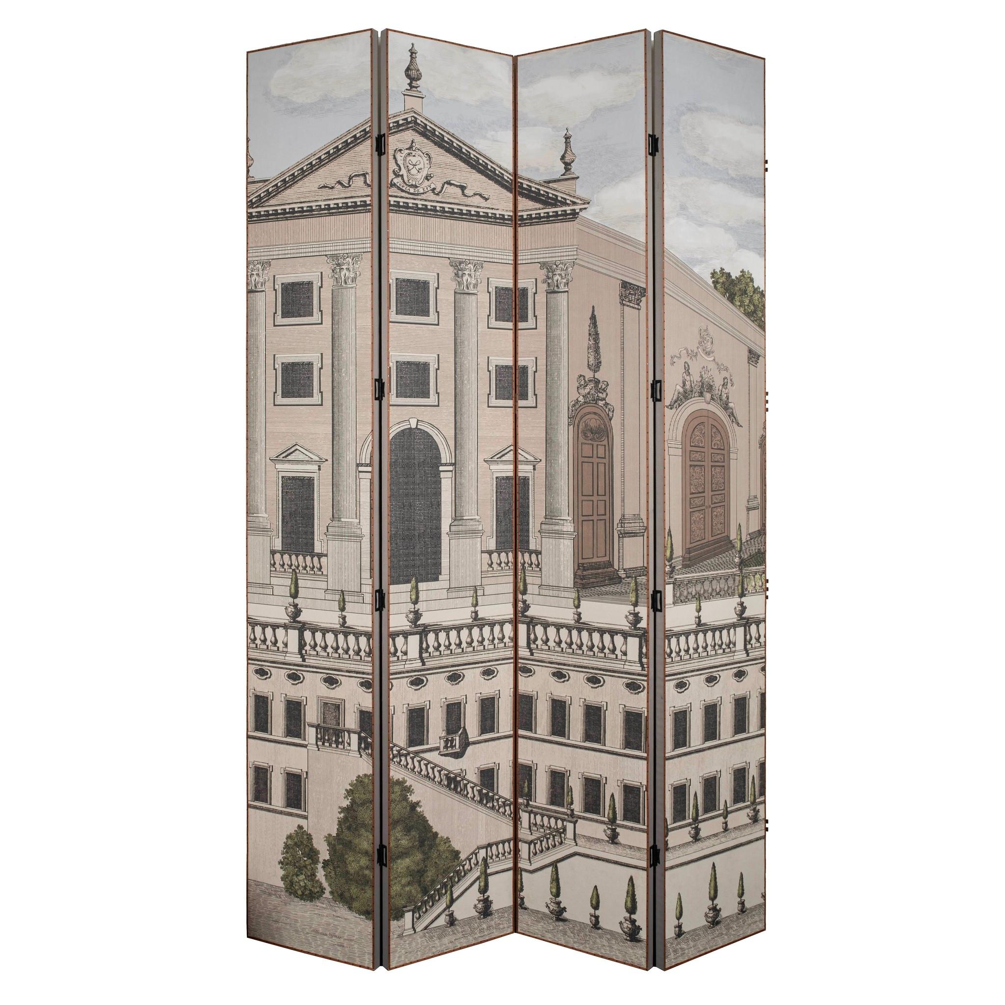 Wood Johnson Hartig Piazza Firenze Document Grisalle Folding Screen For Sale